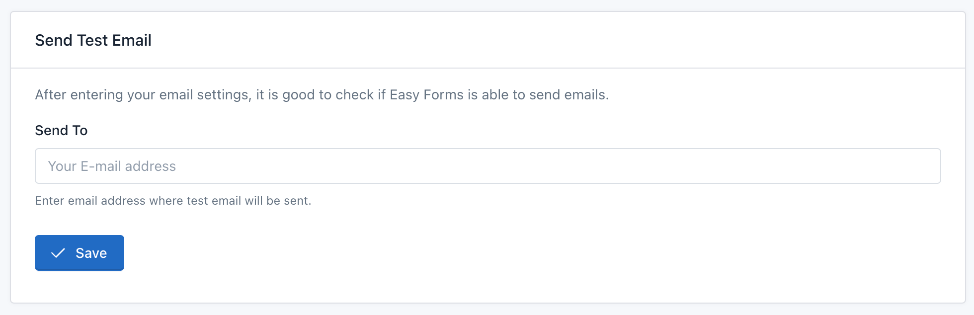 Easy Forms - Email Setup - Send Test Email