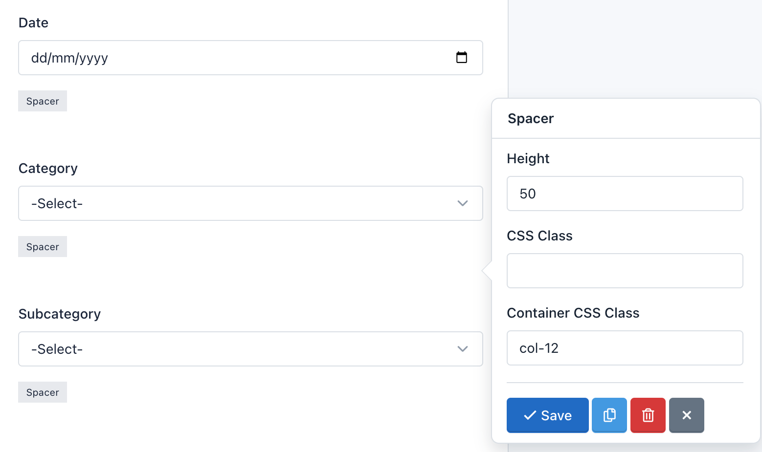 Easy Forms - Form Builder - Spacer