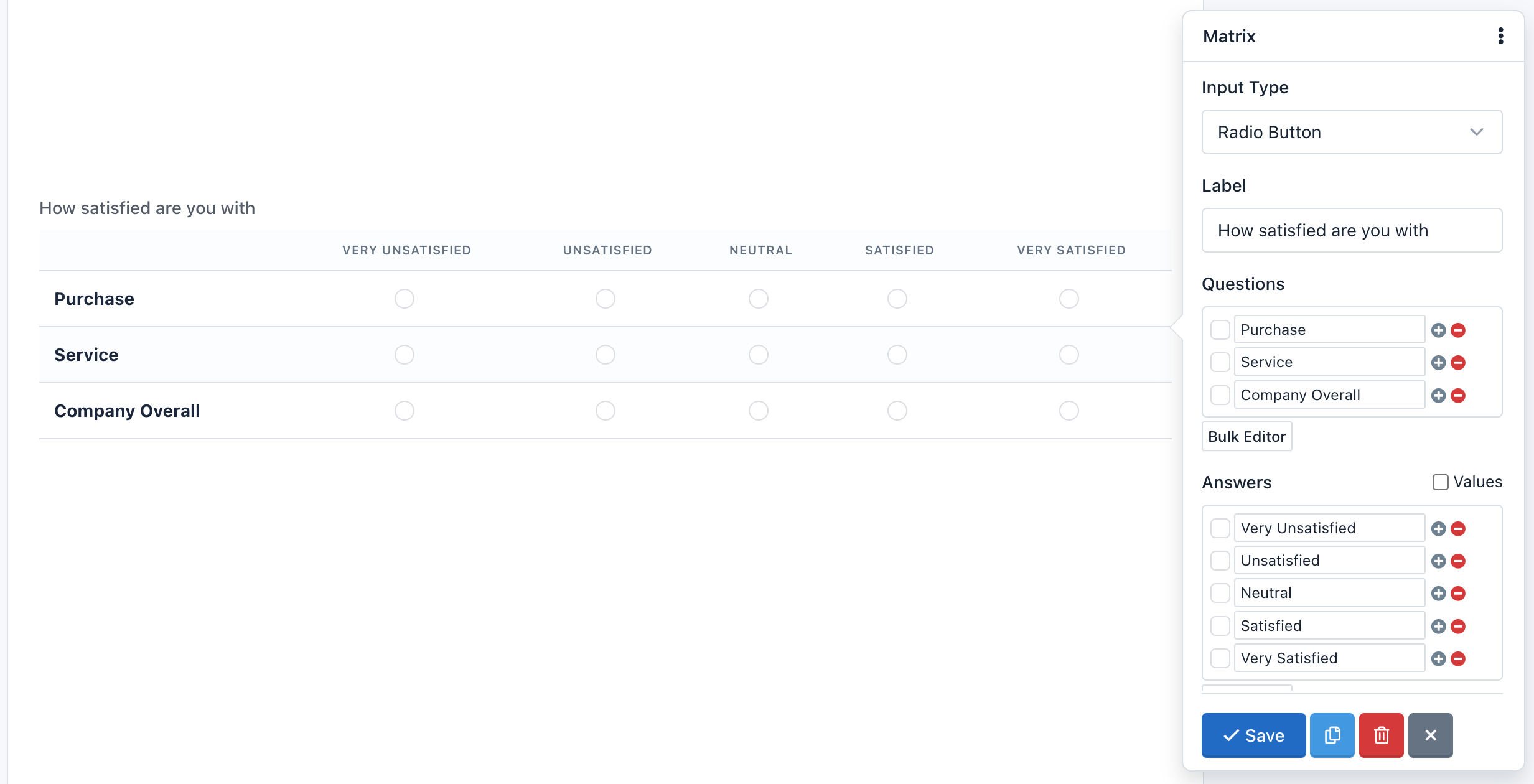 Easy Forms - Form Builder - Matrix Field